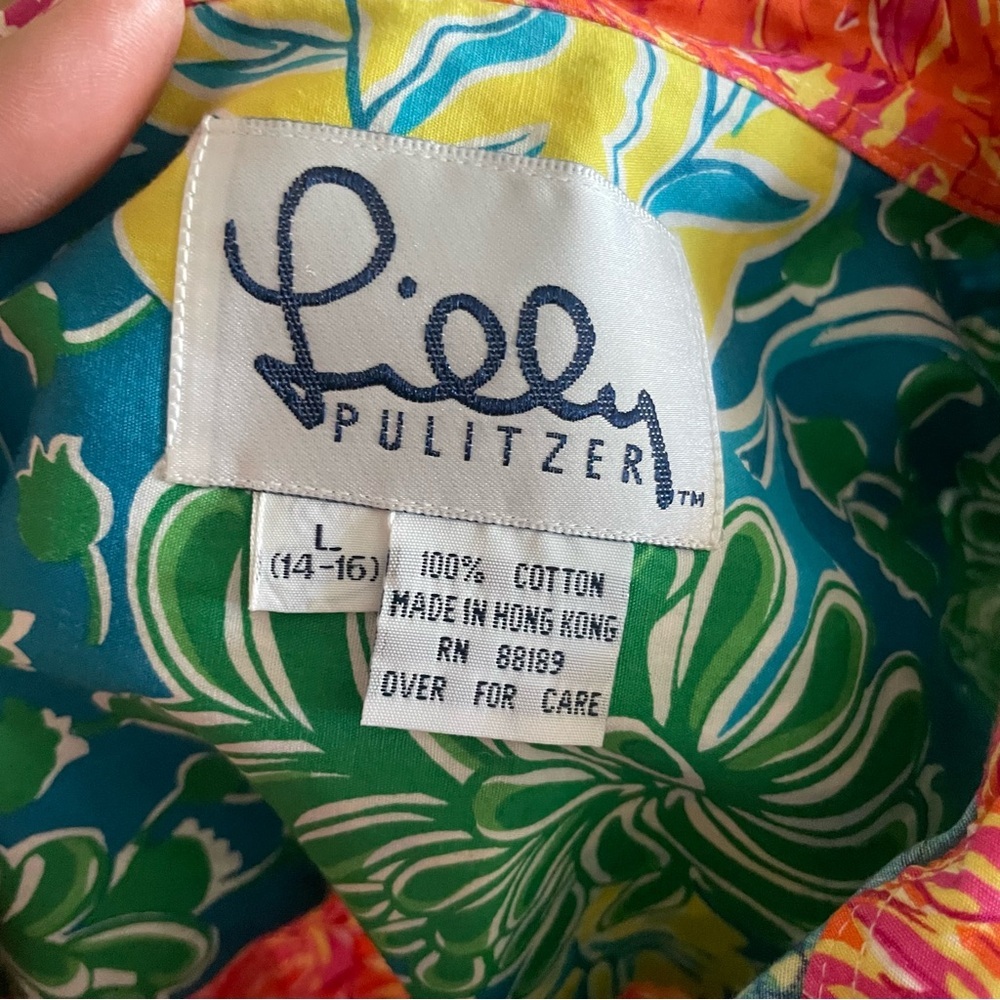Lily Pulitzer Colorful Floral Button-Up Shirt size Large - Picture 3 of 4